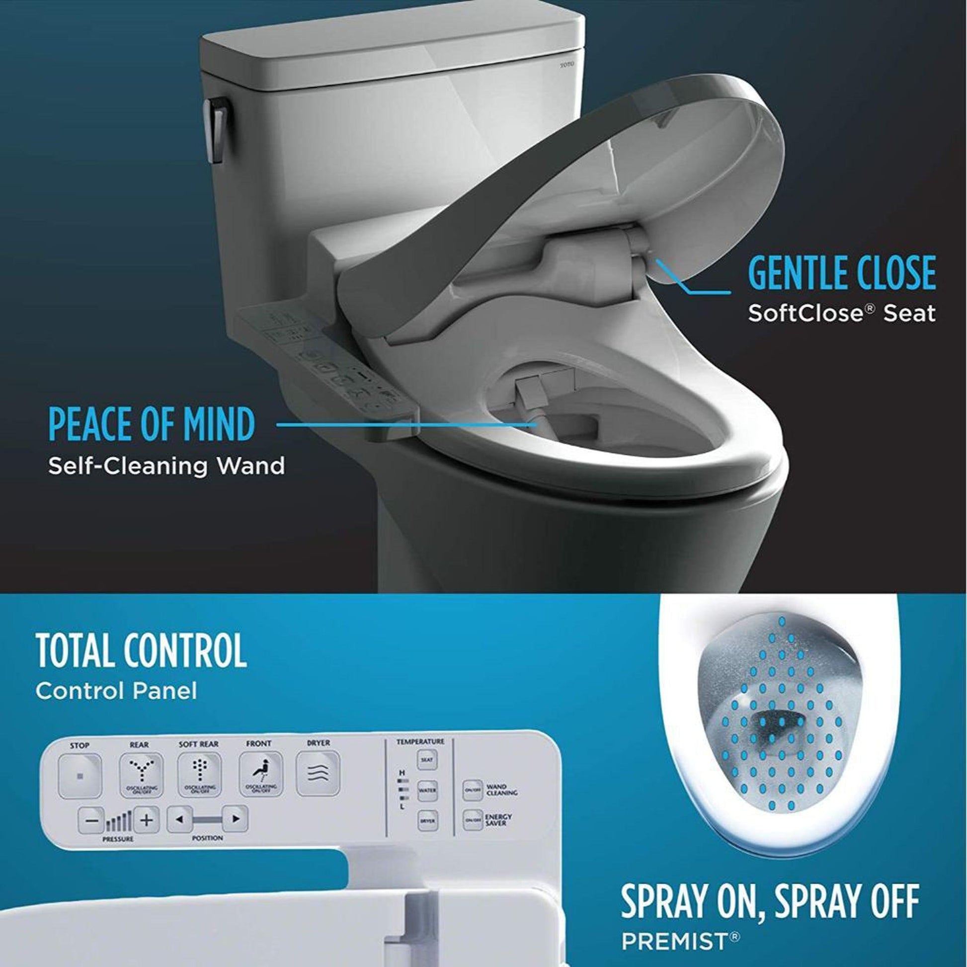 TOTO C100 Washlet+ Cotton White Elongated Electronic Toilet Bidet Seat