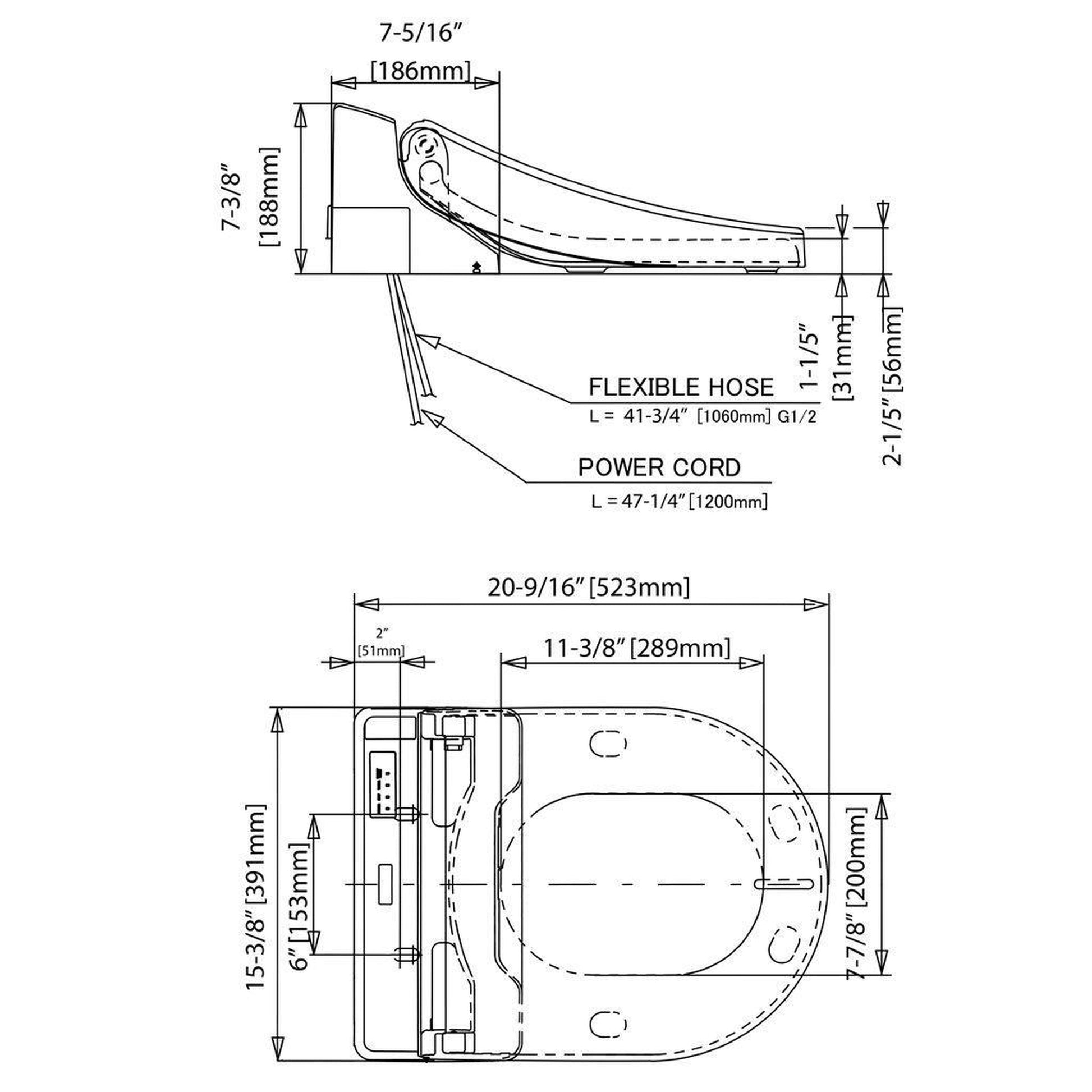 TOTO C200 Washlet+ Cotton White D-Shape Electronic Toilet Bidet Seat