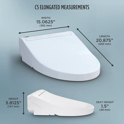 TOTO C5 Washlet+ Cotton White Electronic Elongated Toilet Bidet Seat