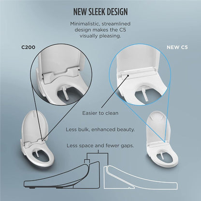 TOTO C5 Washlet+ Cotton White Electronic Elongated Toilet Bidet Seat
