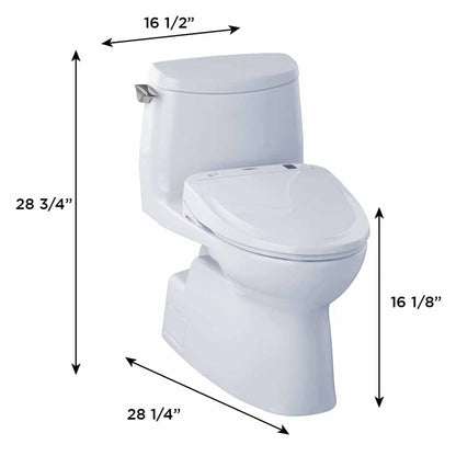 TOTO Carlyle II Cotton White 1.28 GPF One-Piece Elongated Toilet With WASHLET+ S350E