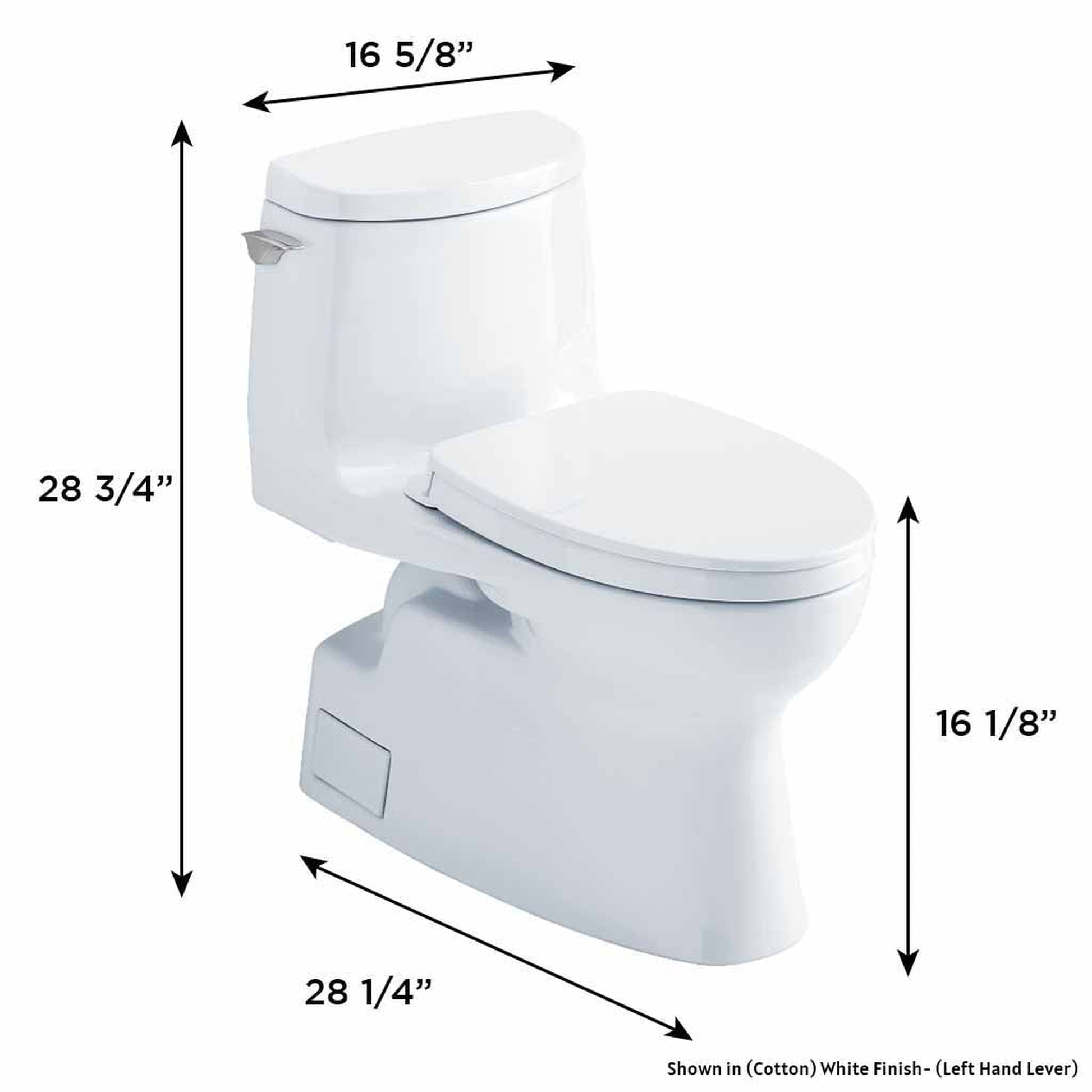 TOTO Carlyle II Cotton White One-Piece 1 GPF Elongated Toilet With WASHLET+ Connection - SoftClose Seat Included (Right Hand Lever)