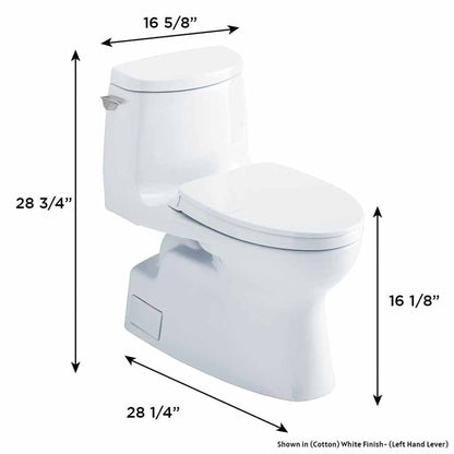 TOTO Carlyle II Cotton White One-Piece 1 GPF Elongated Toilet With WASHLET+ Connection - SoftClose Seat Included (Right Hand Lever)