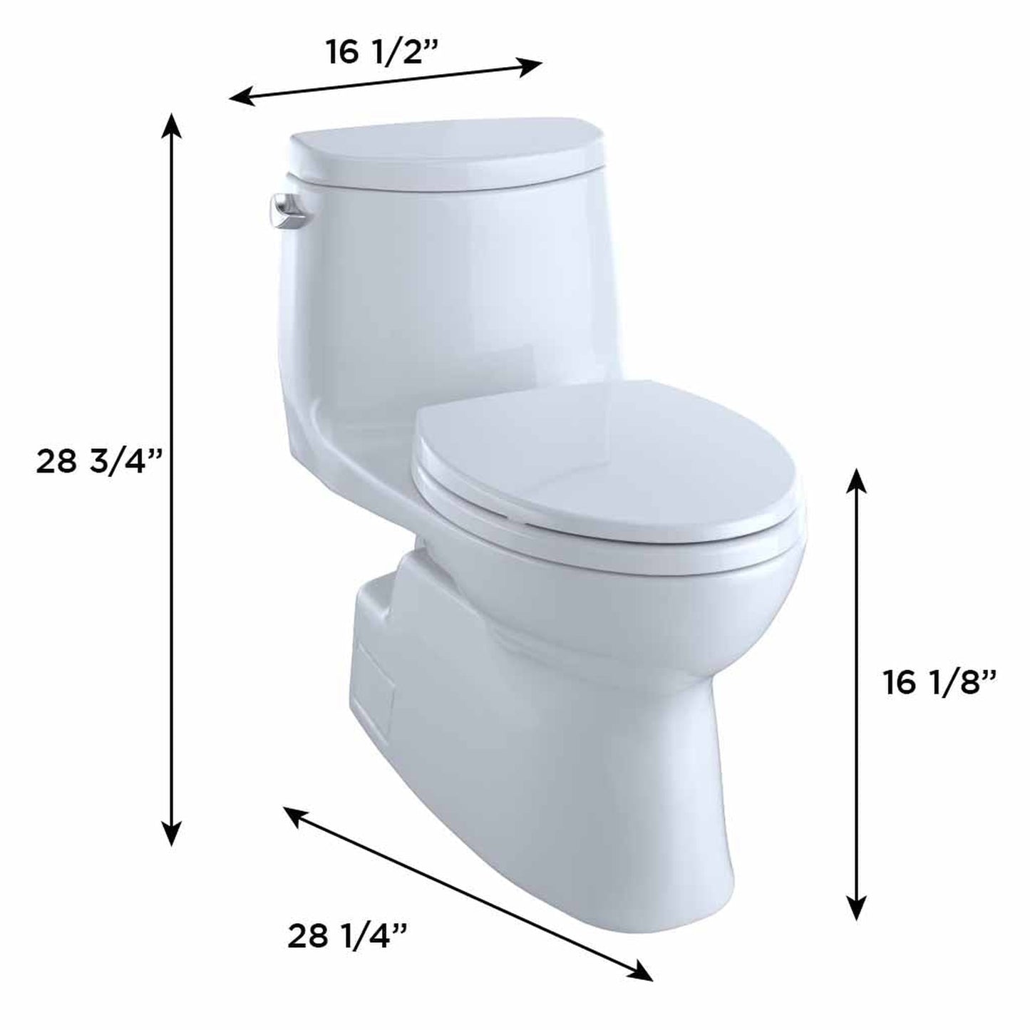 TOTO Carlyle II Cotton White One-Piece 1.28 GPF Elongated Toilet - SoftClose Seat Included (Left Hand Lever)