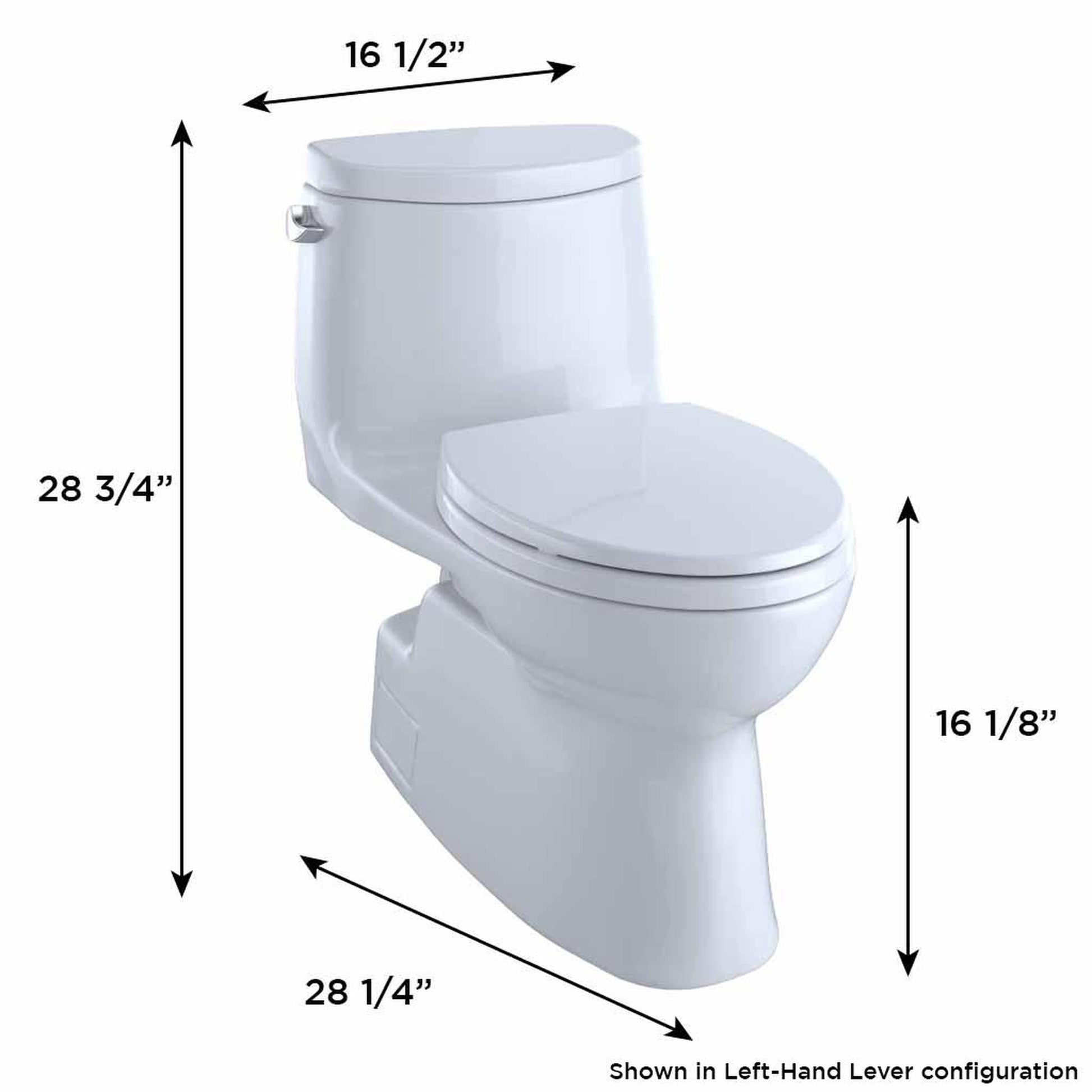 TOTO Carlyle II Cotton White One-Piece 1.28 GPF Elongated Toilet - SoftClose Seat Included (Right Hand Lever)