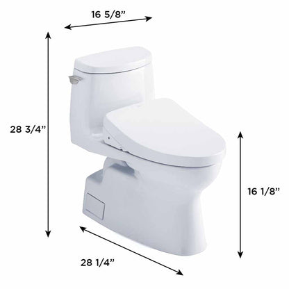 TOTO Carlyle II Cotton White One-Piece Elongated 1.28 GPF Toilet With Contemporary Auto Flush WASHLET+ S550E Bidet Seat