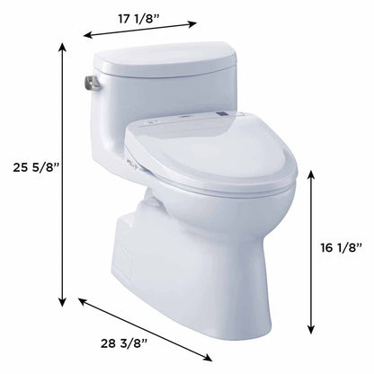 TOTO Carolina II Cotton White 1.28 GPF One-Piece Elongated Toilet With WASHLET+ S300E