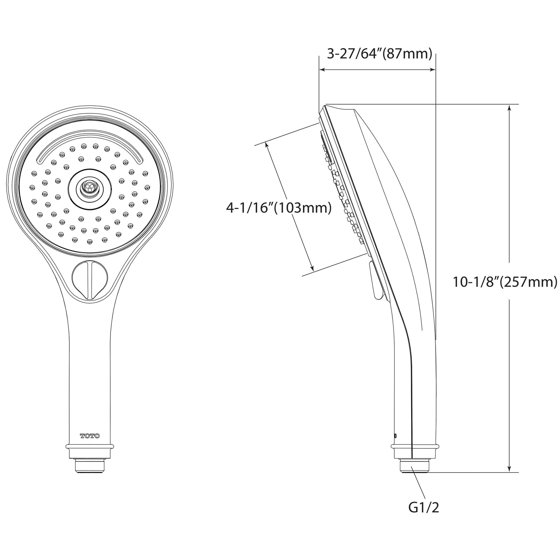 TOTO Classic Series Polished Chrome 2.0 GPM Multi Function Aero Handshower