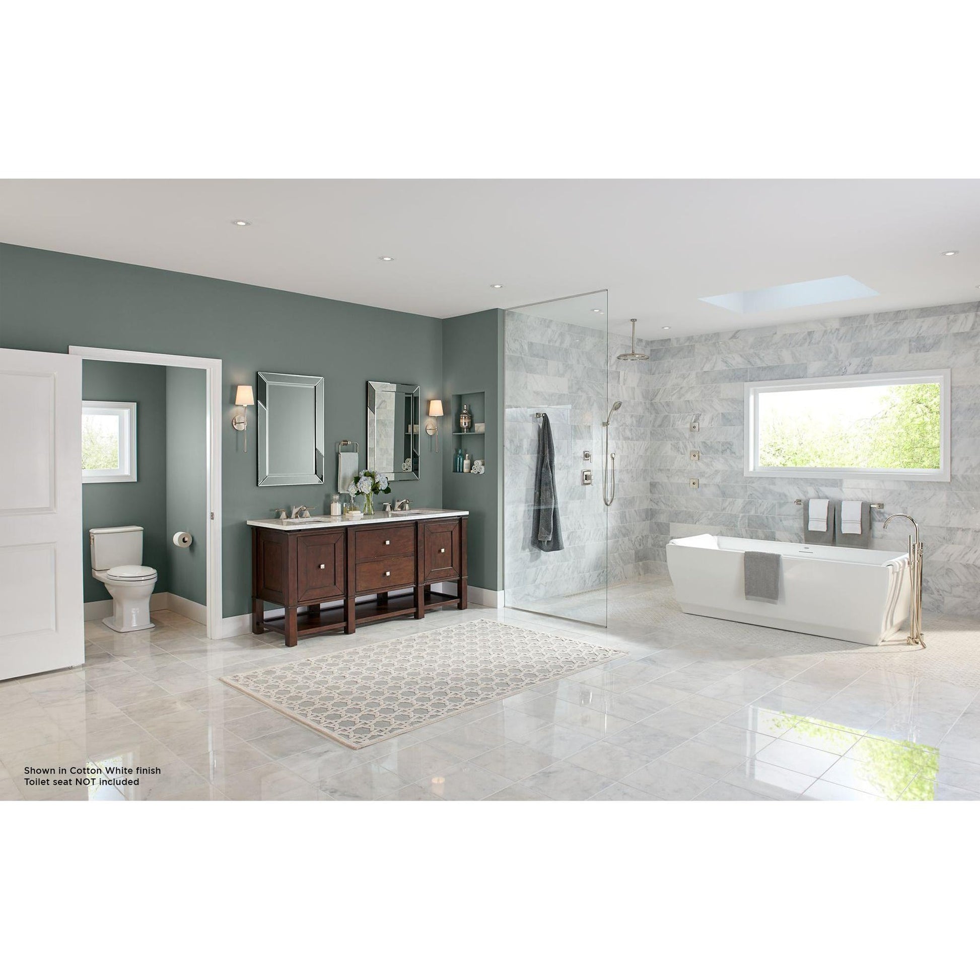 TOTO Conelly Cotton White 1.28 GPF and 0.9 GPF Dual-Flush Two-Piece Elongated Toilet Bowl - Left Hand Lever