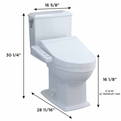 TOTO Connelly Cotton White 1.28 GPF and 0.9 GPF Dual-Flush Elongated Two-Piece Toilet With WASHLET+ C2