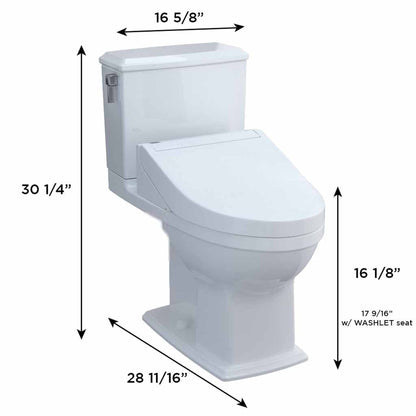 TOTO Connelly Cotton White 1.28 GPF and 0.9 GPF Dual-Flush Elongated Two-Piece Toilet With WASHLET+ C5