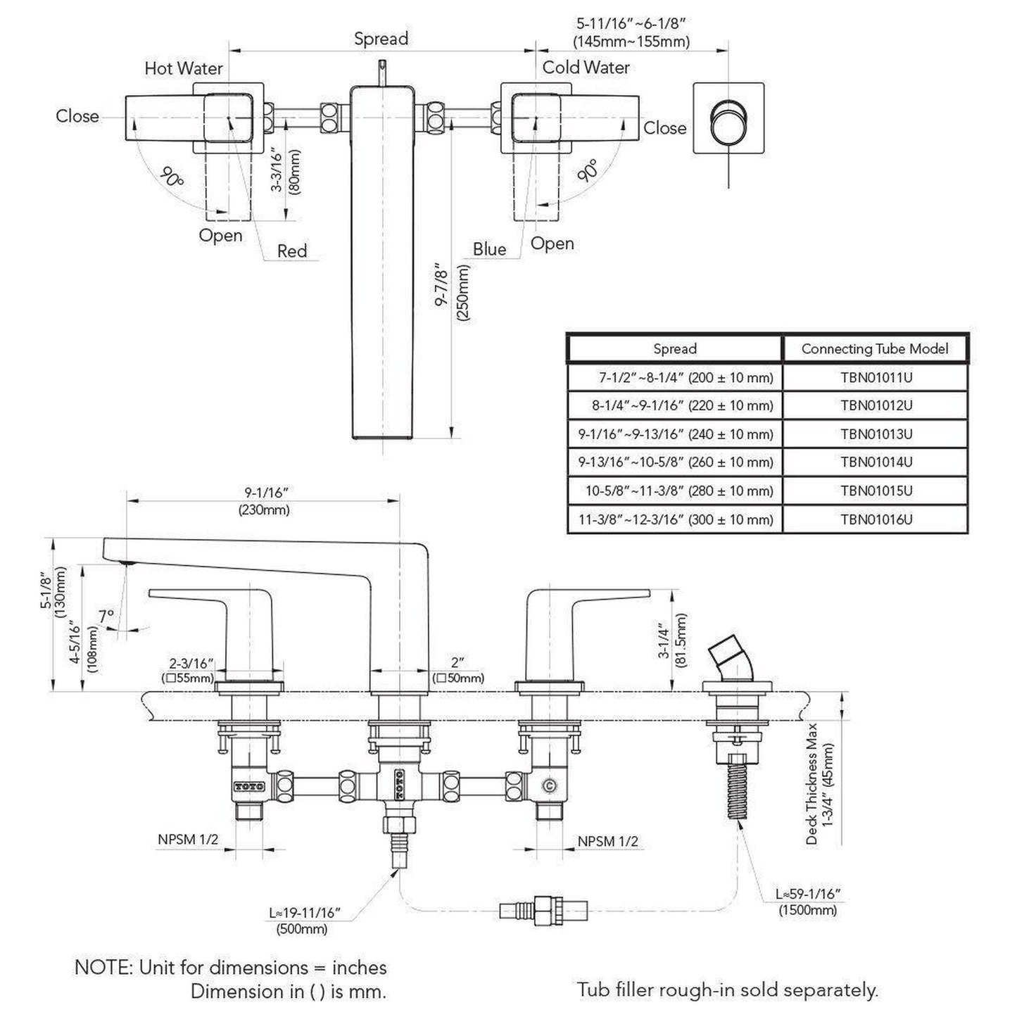TOTO GB Polished Nickel Four-Hole Double-Handle Deck-Mounted Roman Tub Faucet Trim