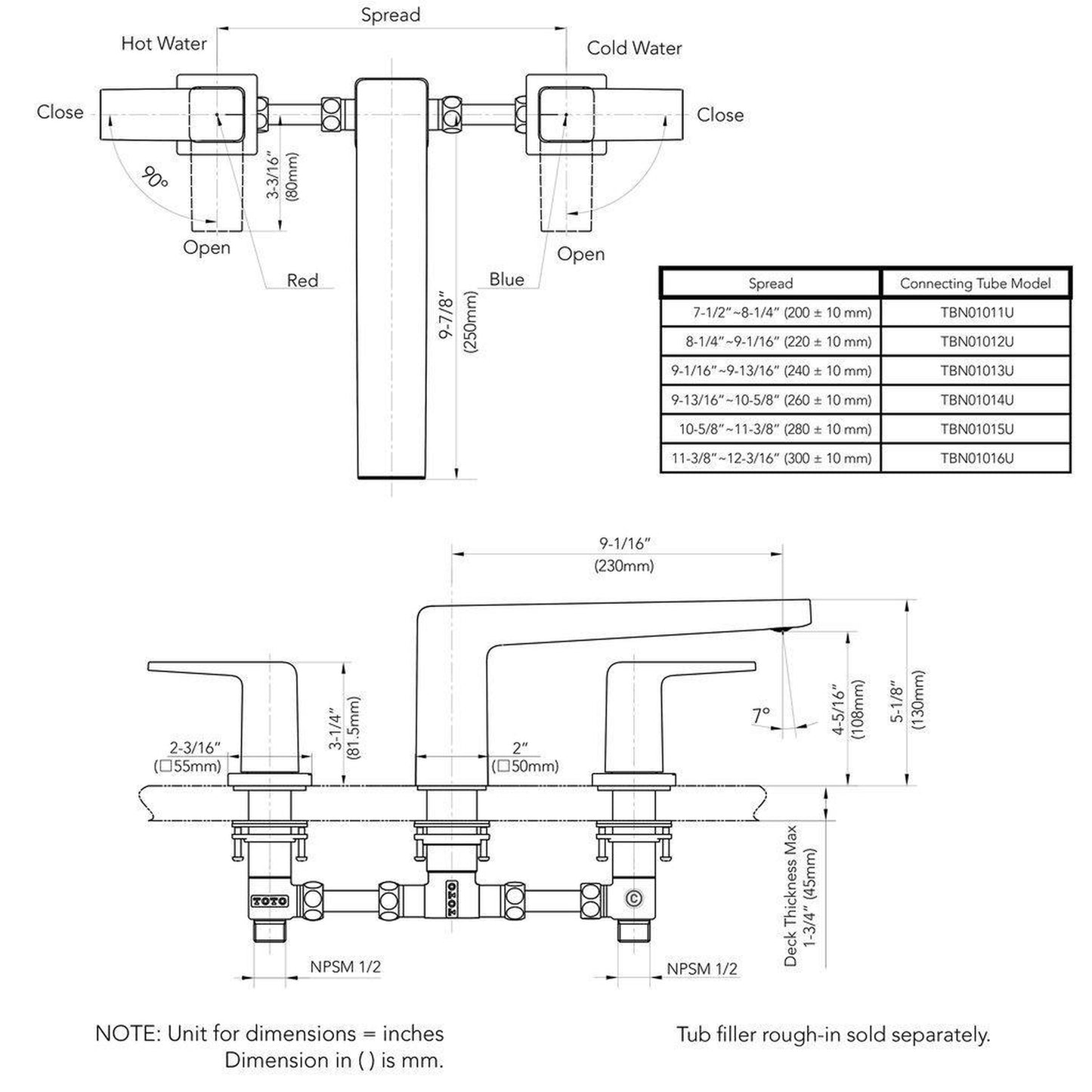 TOTO GB Polished Nickel Three-Hole Double-Handle Deck-Mounted Roman Tub Faucet Trim