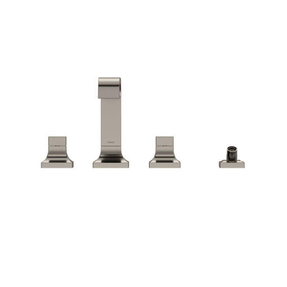 TOTO GC Polished Nickel Four-Hole Double-Handle Deck-Mounted Roman Tub Filler With Handshower Outlet