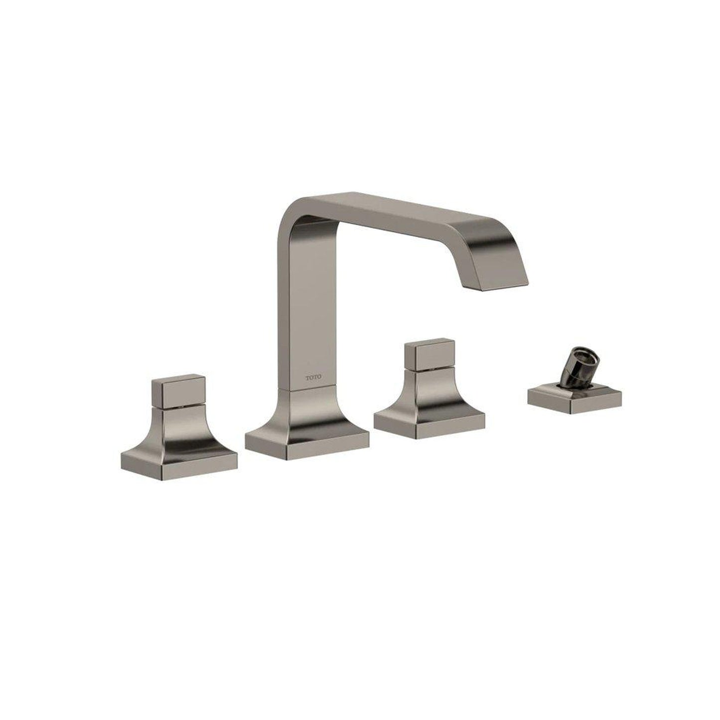 TOTO GC Polished Nickel Four-Hole Double-Handle Deck-Mounted Roman Tub Filler With Handshower Outlet