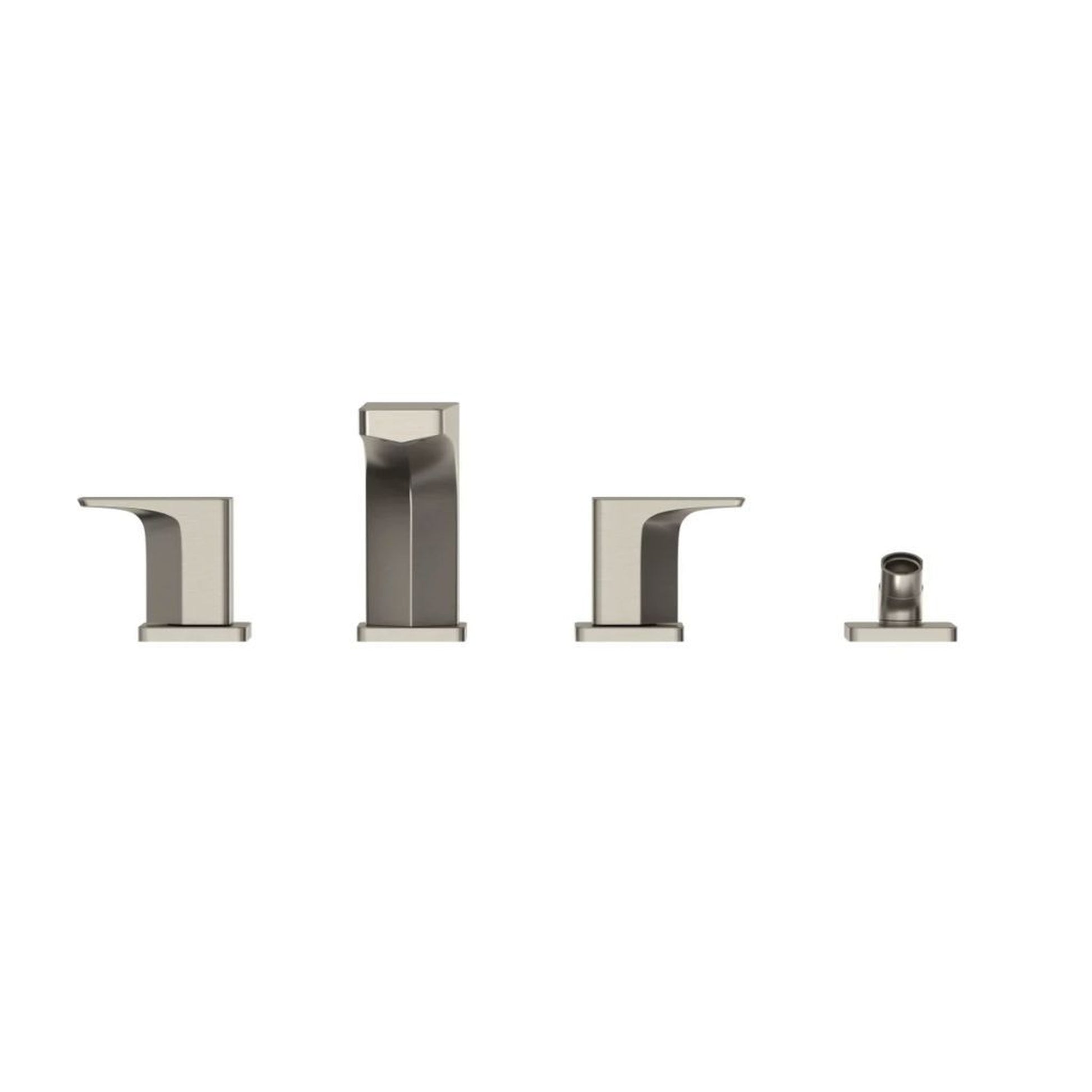 TOTO GE Brushed Nickel Four-Hole Double-Handle Deck-Mounted Roman Tub Filler With Handshower Outlet