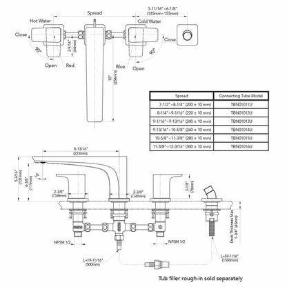 TOTO GE Brushed Nickel Four-Hole Double-Handle Deck-Mounted Roman Tub Filler With Handshower Outlet