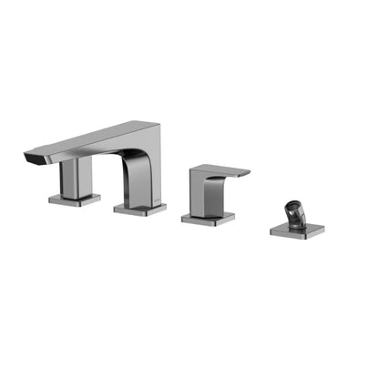TOTO GE Polished Chrome Four-Hole Double-Handle Deck-Mounted Roman Tub Filler With Handshower Outlet