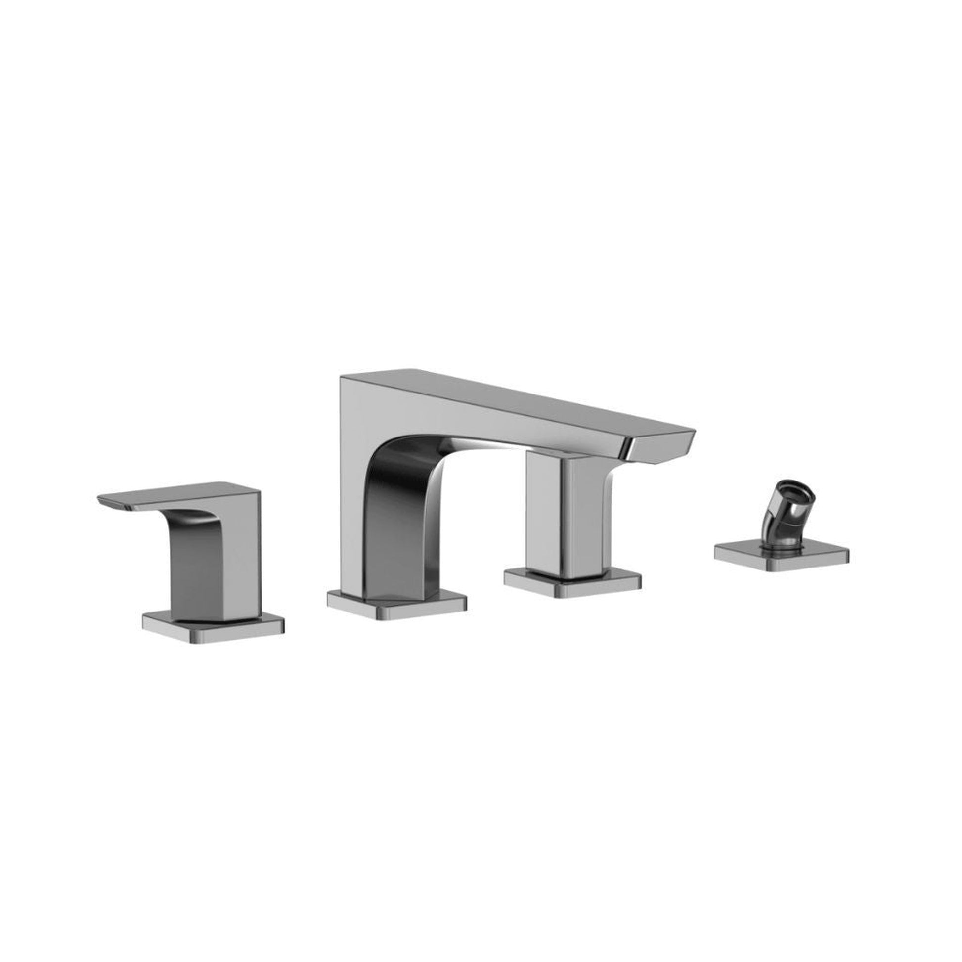 TOTO GE Polished Chrome Four-Hole Double-Handle Deck-Mounted Roman Tub Filler With Handshower Outlet