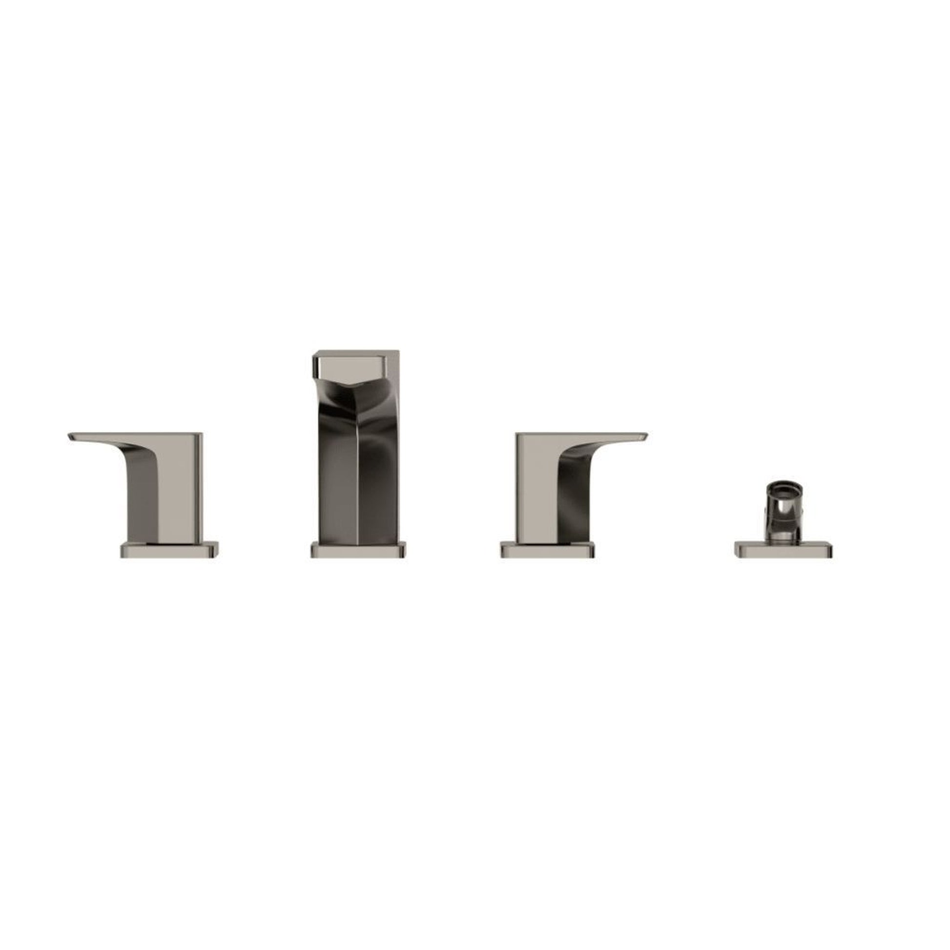 TOTO GE Polished Nickel Four-Hole Double-Handle Deck-Mounted Roman Tub Filler With Handshower Outlet