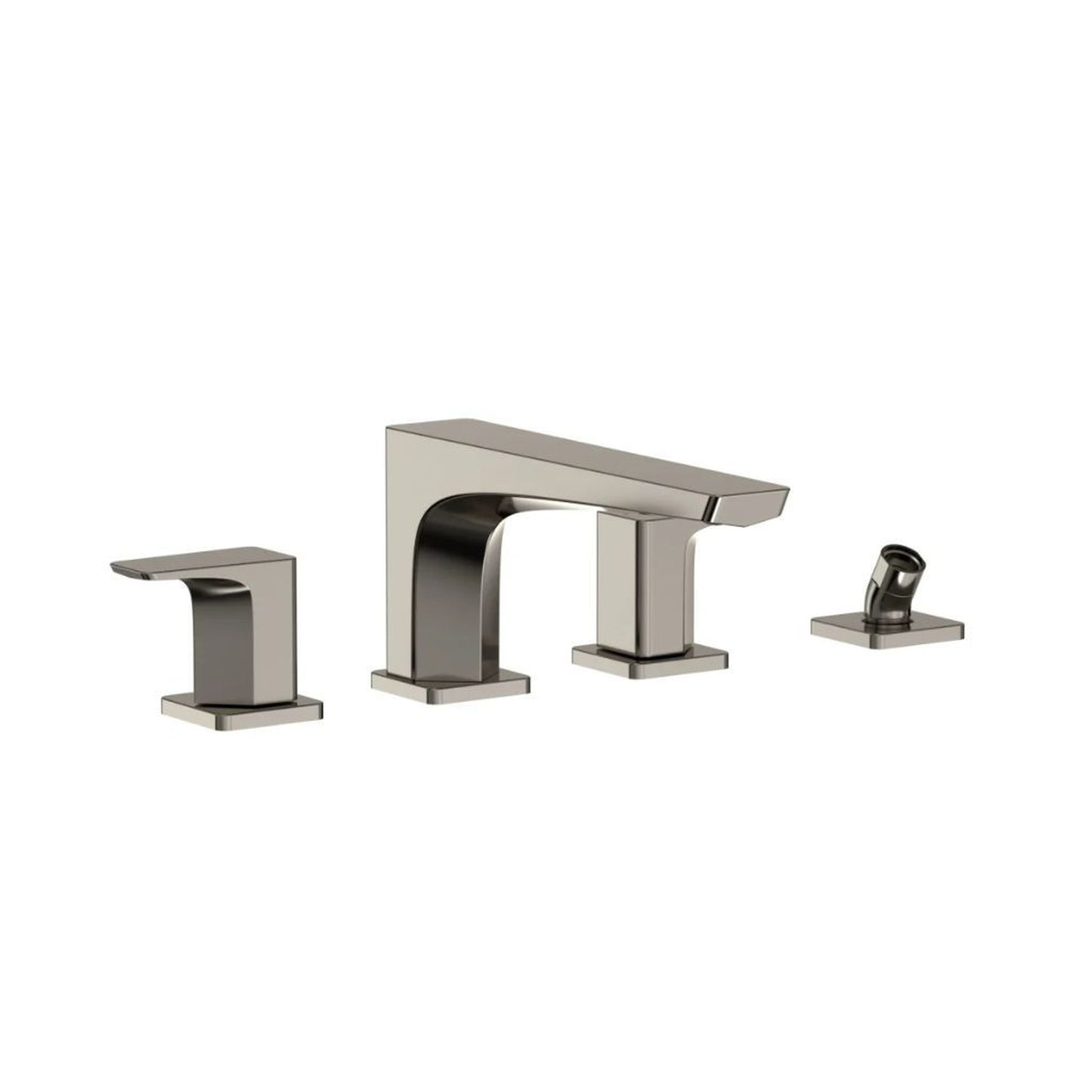 TOTO GE Polished Nickel Four-Hole Double-Handle Deck-Mounted Roman Tub Filler With Handshower Outlet