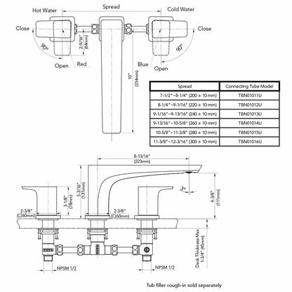 TOTO GE Polished Nickel Three-Hole Double-Handle Deck-Mounted Roman Tub Filler