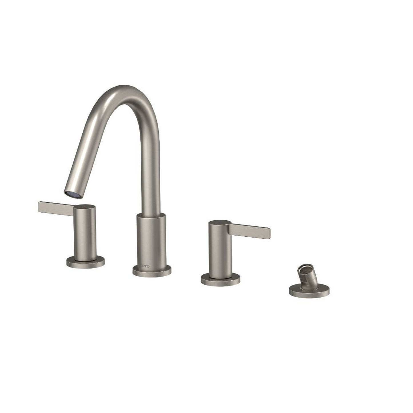 TOTO GF Brushed Nickel Double-Handle Deck-Mounted Lever Handles Roman Tub Filler With Handshower Outlet