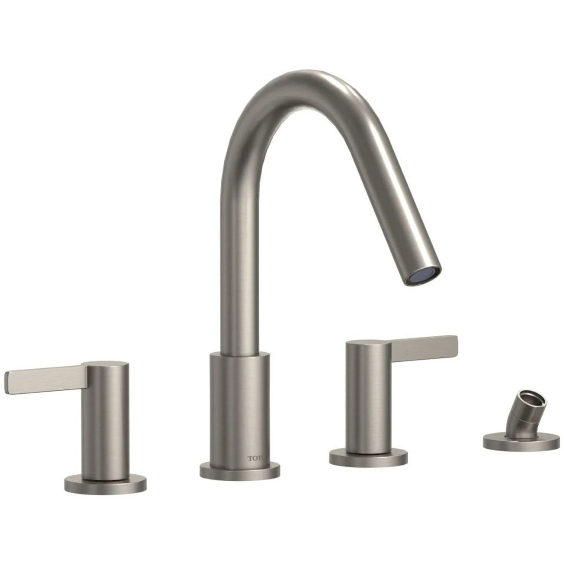 TOTO GF Brushed Nickel Double-Handle Deck-Mounted Lever Handles Roman Tub Filler With Handshower Outlet