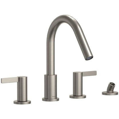 TOTO GF Brushed Nickel Double-Handle Deck-Mounted Lever Handles Roman Tub Filler With Handshower Outlet