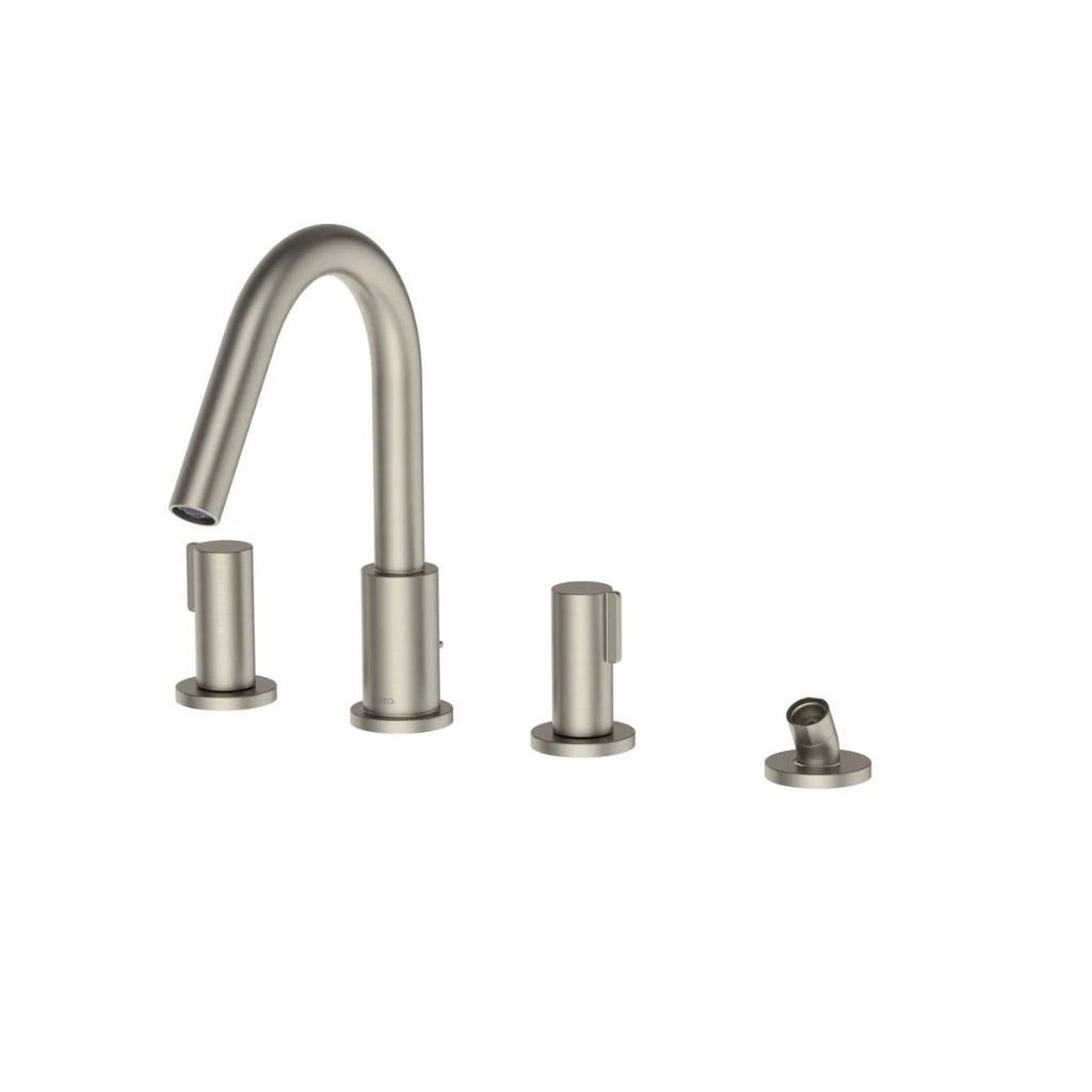 TOTO GF Brushed Nickel Four-Hole Double-Handle Deck-Mounted Roman Tub Filler With Handshower Outlet