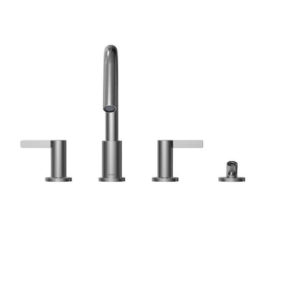 TOTO GF Polished Chrome Double-Handle Deck-Mounted Lever Handles Roman Tub Filler With Handshower Outlet