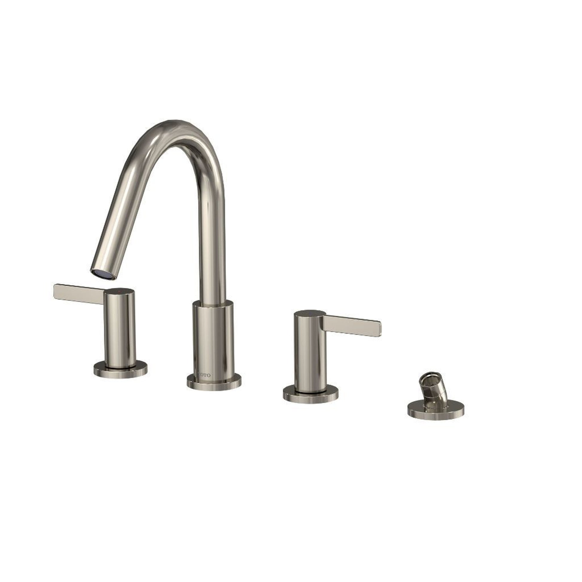 TOTO GF Polished Nickel Double-Handle Deck-Mounted Lever Handles Roman Tub Filler With Handshower Outlet