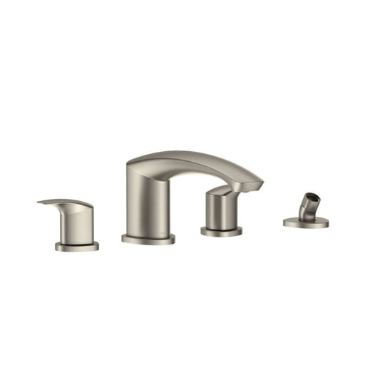TOTO GM Brushed Nickel Double-Handle Deck-Mounted Roman Tub Filler With Handshower Outlet