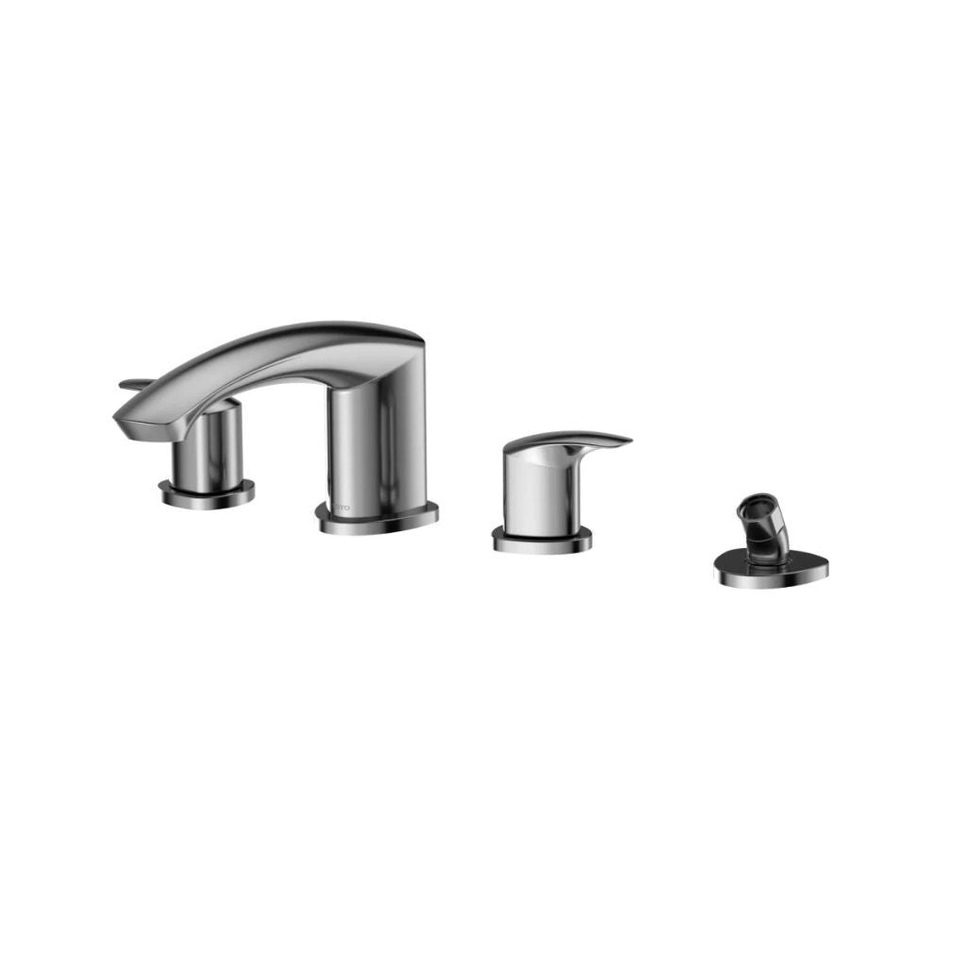 TOTO GM Polished Chrome Double-Handle Deck-Mounted Roman Tub Filler With Handshower Outlet
