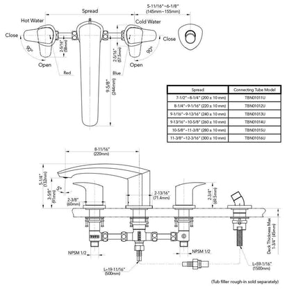 TOTO GM Polished Nickel Double-Handle Deck-Mounted Roman Tub Filler With Handshower Outlet