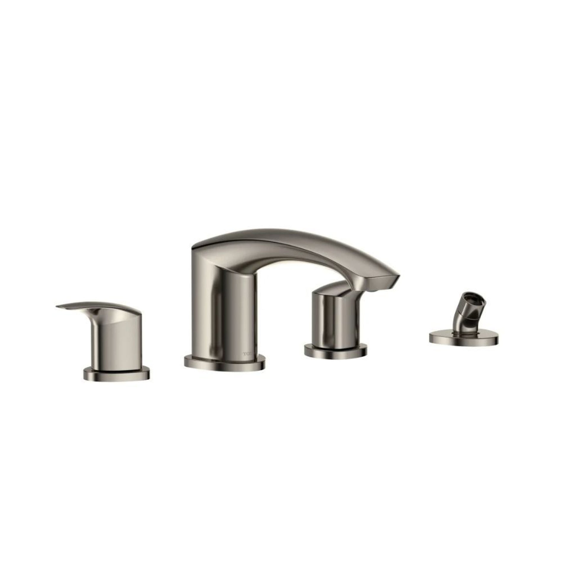 TOTO GM Polished Nickel Double-Handle Deck-Mounted Roman Tub Filler With Handshower Outlet