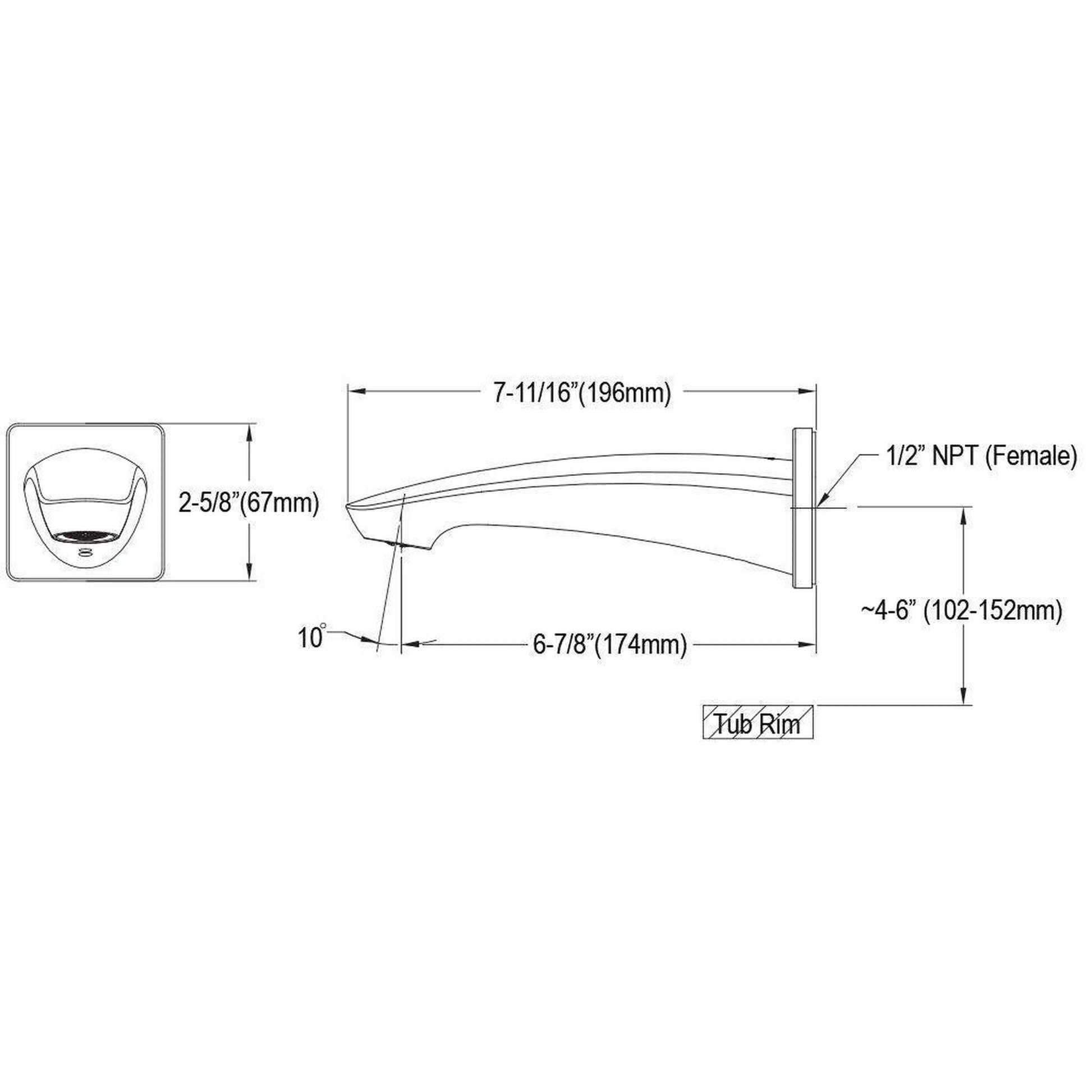 TOTO GM Polished Nickel Wall Mounted Tub Spout Trim