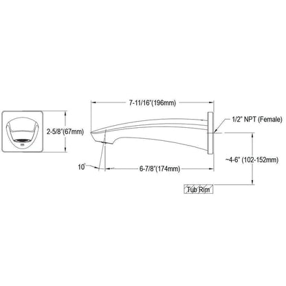 TOTO GM Polished Nickel Wall Mounted Tub Spout Trim