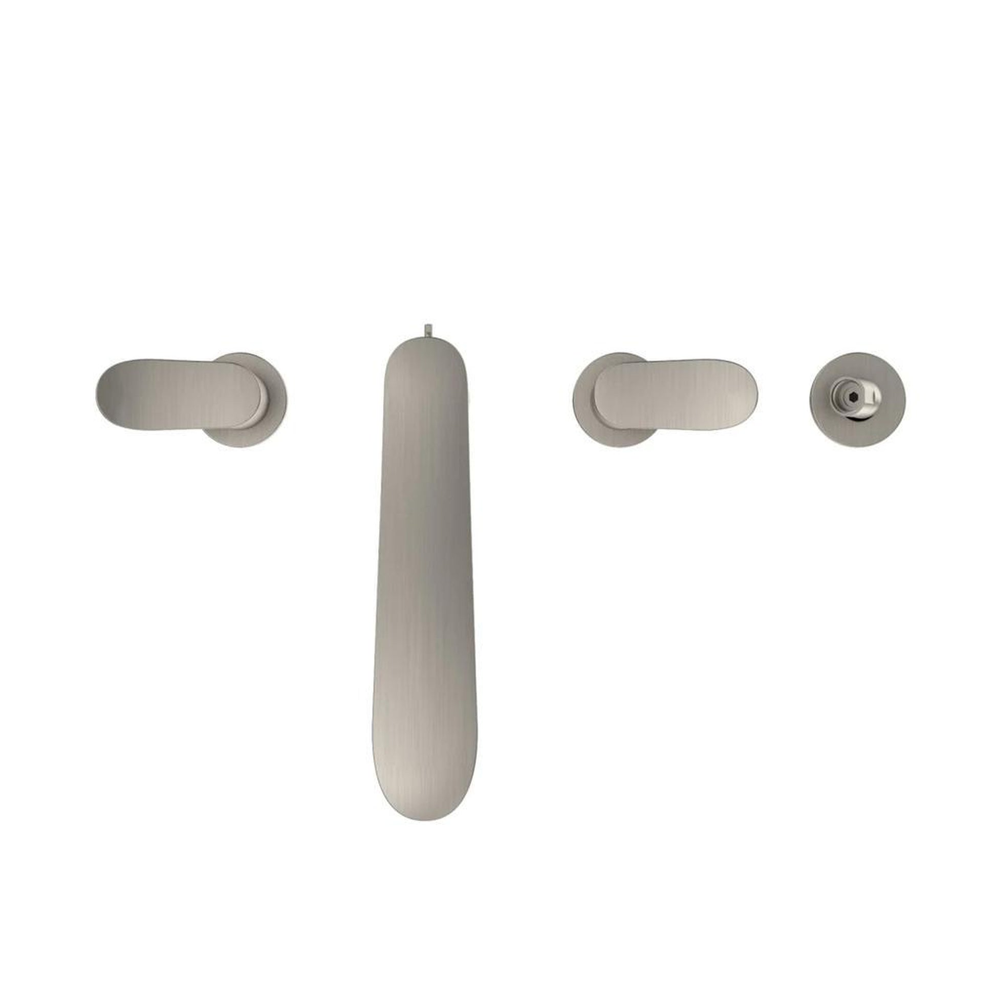 TOTO GO Brushed Nickel Four-Hole Double-Handle Deck-Mounted Roman Tub Filler With Handshower Outlet