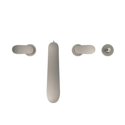 TOTO GO Brushed Nickel Four-Hole Double-Handle Deck-Mounted Roman Tub Filler With Handshower Outlet