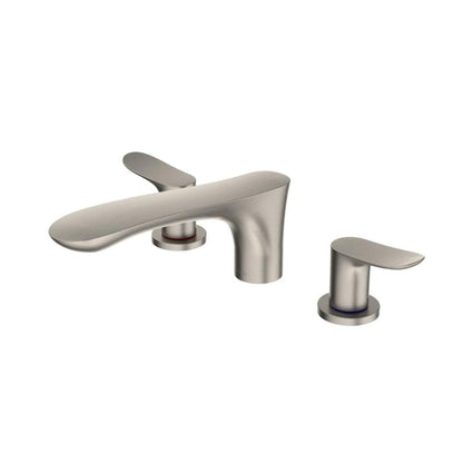 TOTO GO Brushed Nickel Three-Hole Double-Handle Deck-Mounted Roman Tub Filler