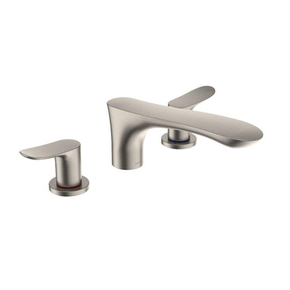 TOTO GO Brushed Nickel Three-Hole Double-Handle Deck-Mounted Roman Tub Filler