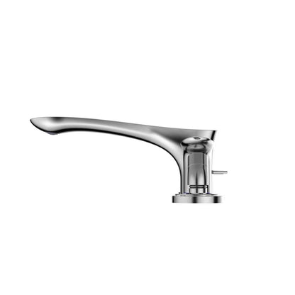 TOTO GO Polished Chrome Four-Hole Double-Handle Deck-Mounted Roman Tub Filler With Handshower Outlet