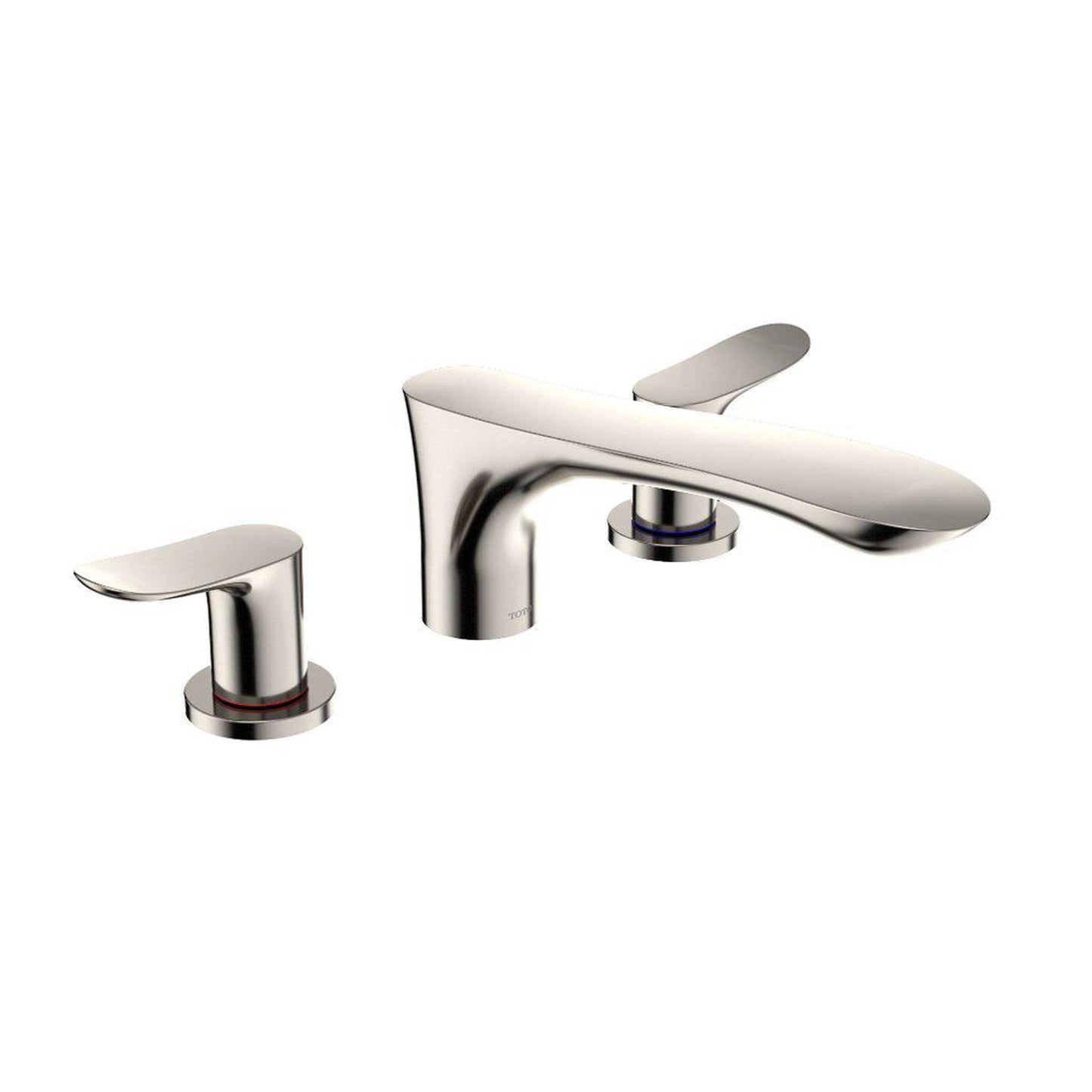 TOTO GO Polished Nickel Three-Hole Double-Handle Deck-Mounted Roman Tub Filler