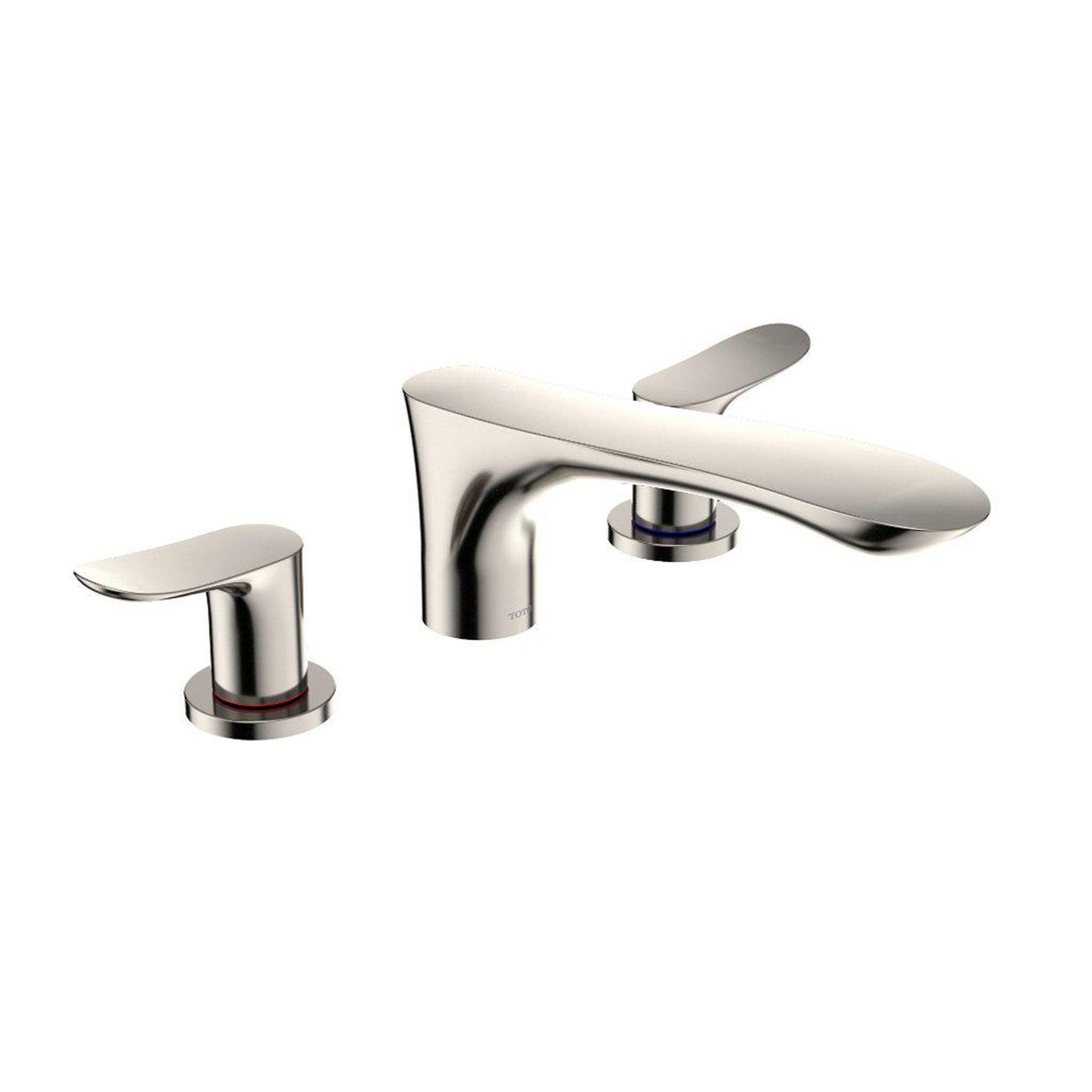 TOTO GO Polished Nickel Three-Hole Double-Handle Deck-Mounted Roman Tub Filler