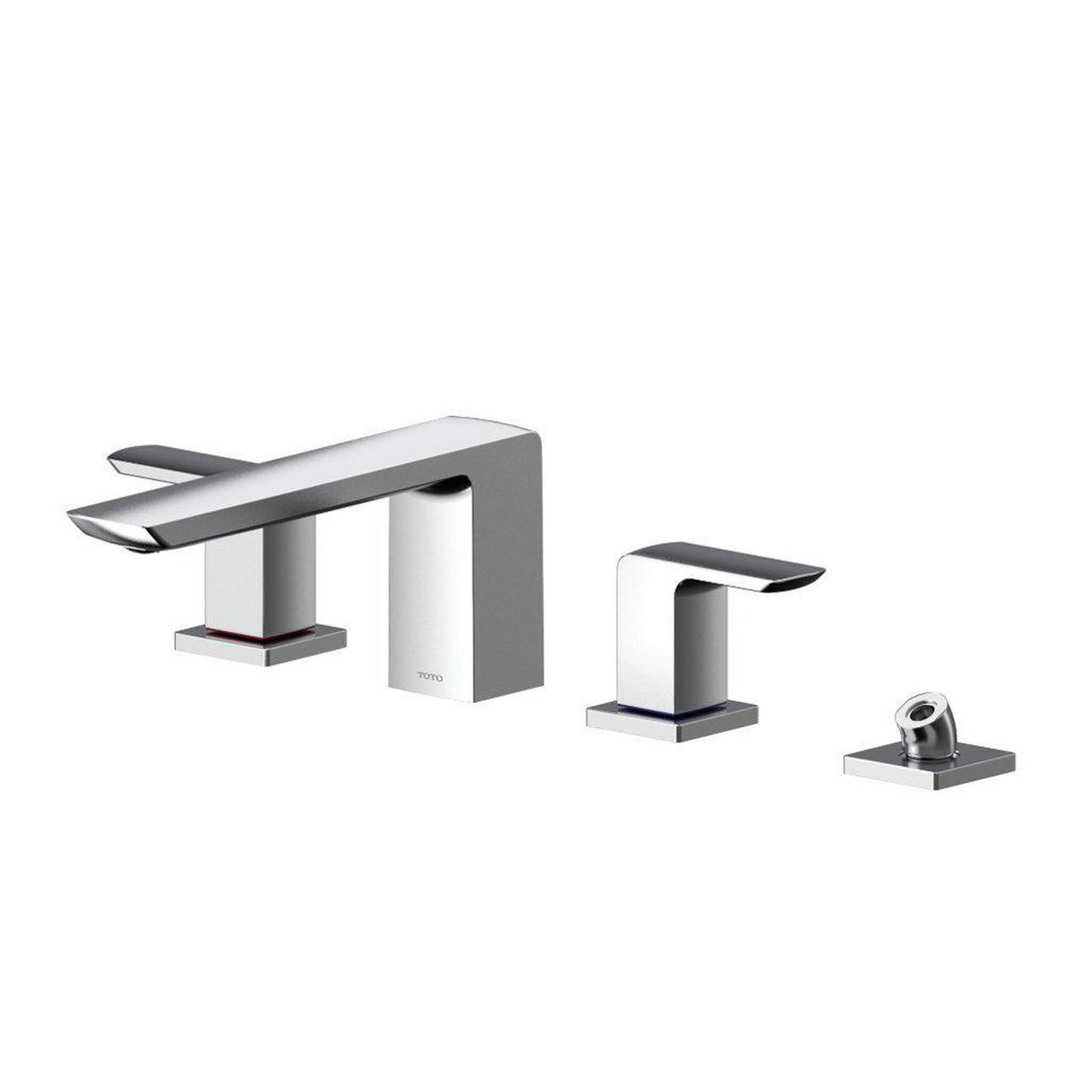TOTO GR Polished Chrome Four-Hole Double-Handle Deck-Mounted Roman Tub Filler With Handshower Outlet