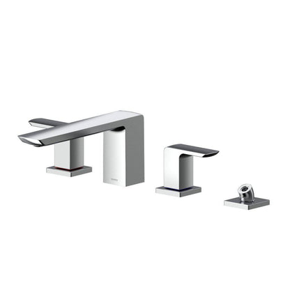 TOTO GR Polished Chrome Four-Hole Double-Handle Deck-Mounted Roman Tub Filler With Handshower Outlet