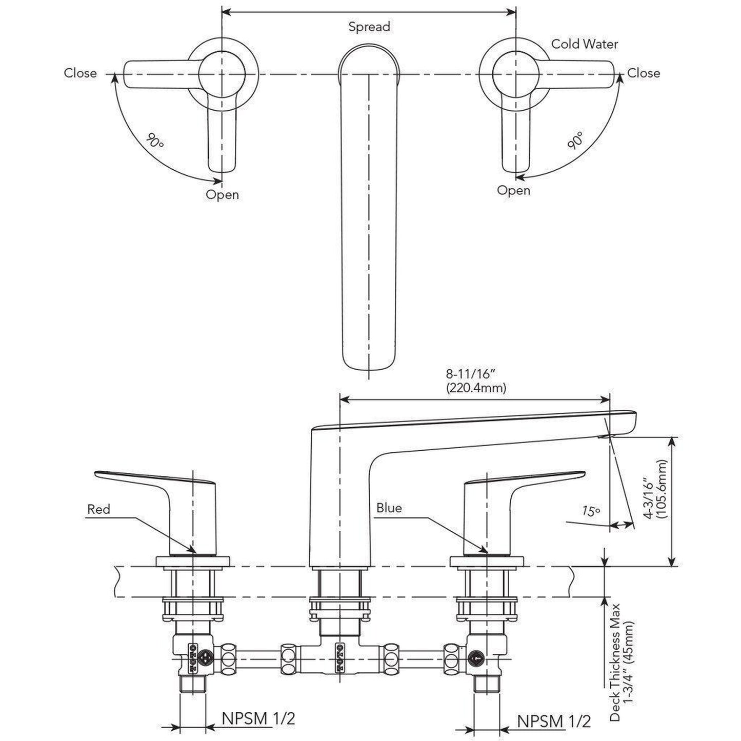 TOTO GS Brushed Nickel Three-Hole Double-Handle Deck-Mounted Roman Tub Filler