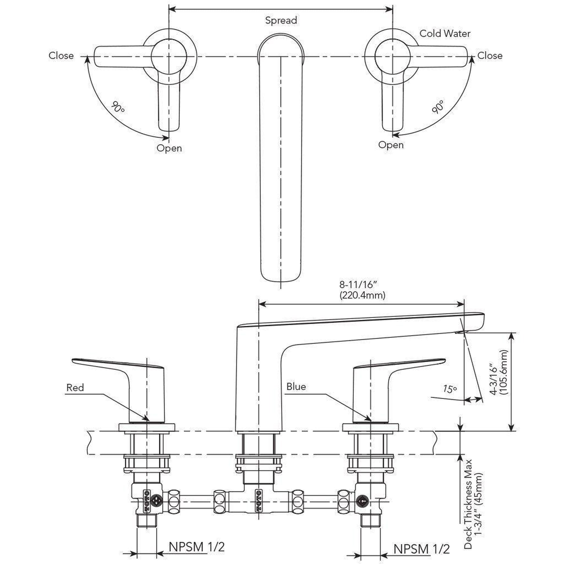 TOTO GS Polished Nickel Three-Hole Double-Handle Deck-Mounted Roman Tub Filler