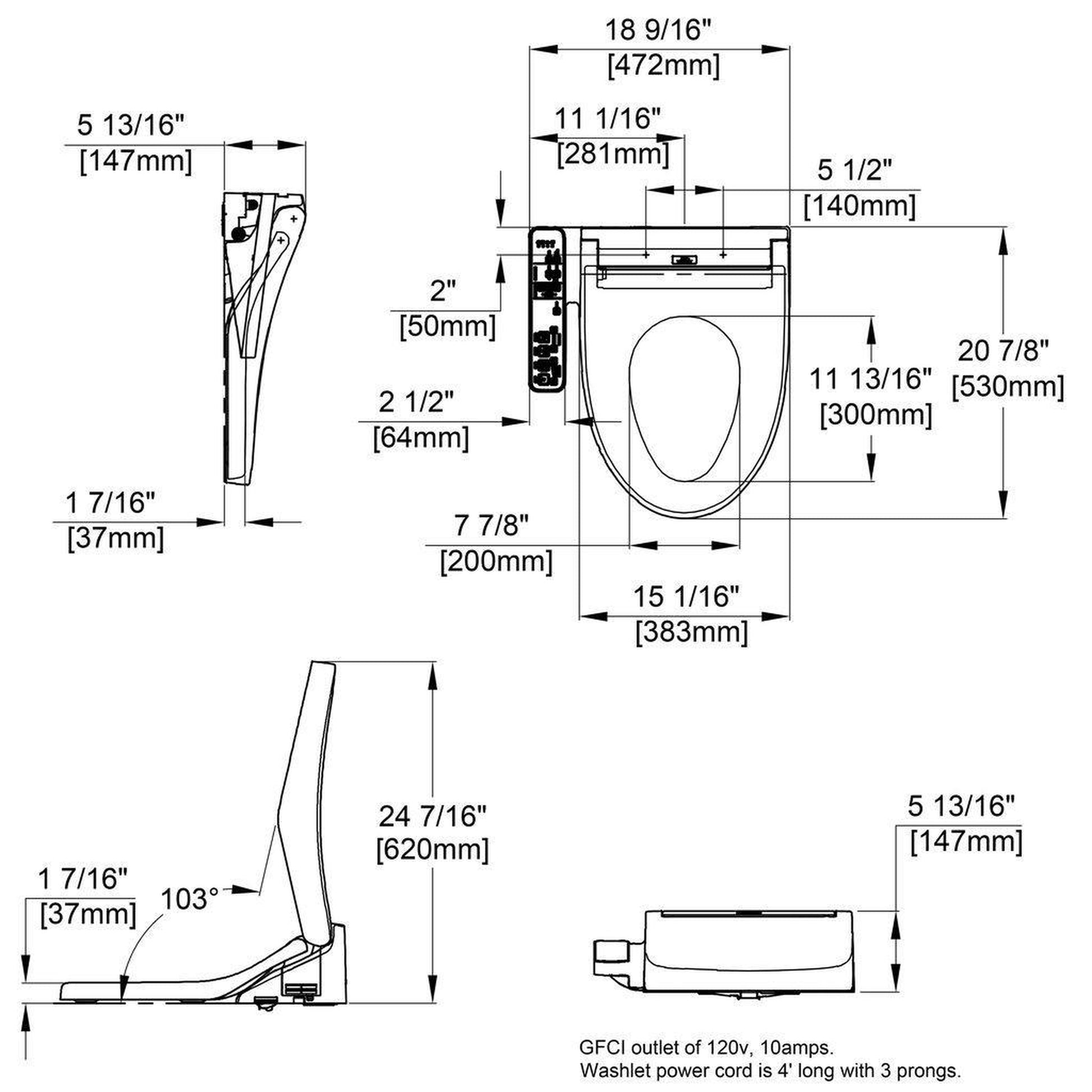 TOTO KC2 Washlet Cotton White Electronic Elongated Toilet Bidet Seat